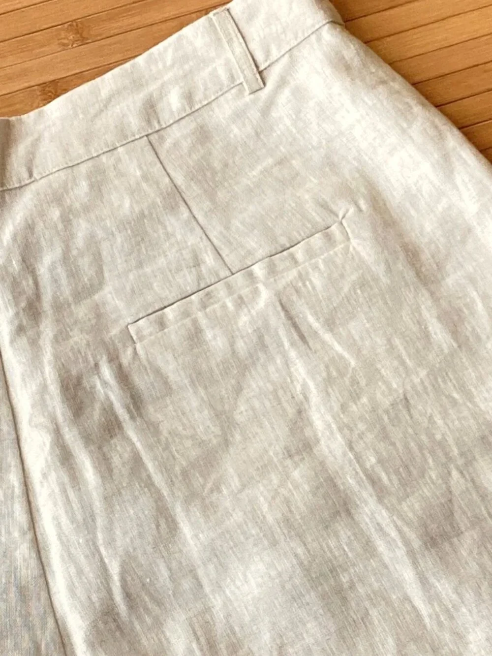Reformation Wide Leg Linen Pants High Rise Pleated Womens 14 Flax Beige